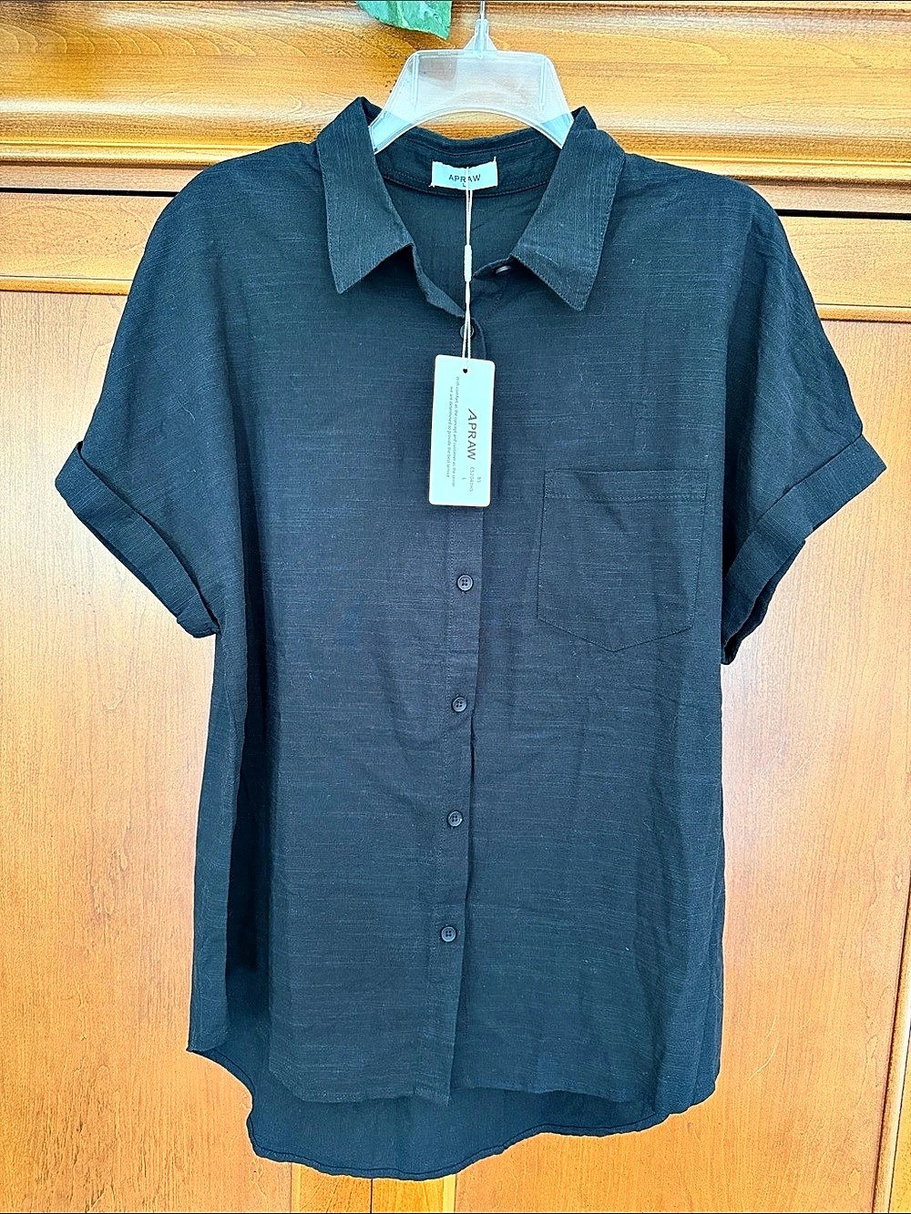 APRAW Cotton Button Down Shirt in Black NWT size Large